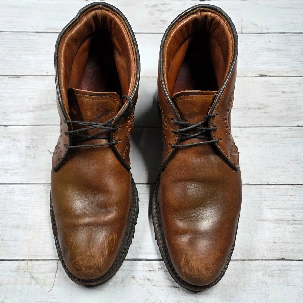 Allen‎ Edmonds Bellevue Chukka Boots Mens 9 B Brown Leather Brogue USA